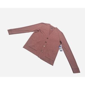 Vince Camuto Men's Twill Knit Cardigan Red Ochre- Medium